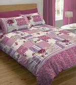 View Item Patchwork Duvet Cover Set - Plum Quilt Cover Set